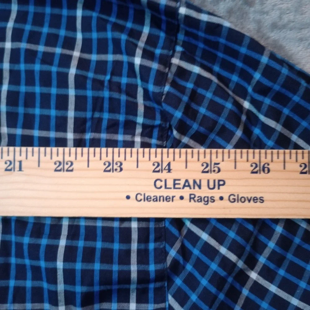 Hanes Mens Sleepwear 4XL Blue Plaid Woven Pajama Set Long Sleeve Shirt Pants NEW